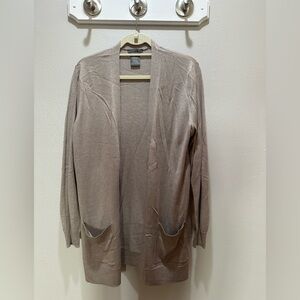 Matty M Taupe Open-Front Cardigan